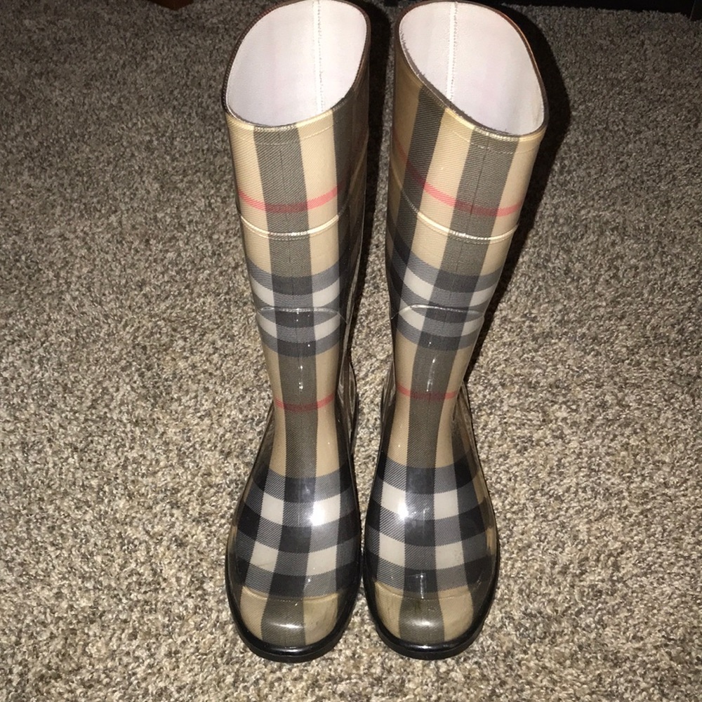 Tall Burberry rain boots